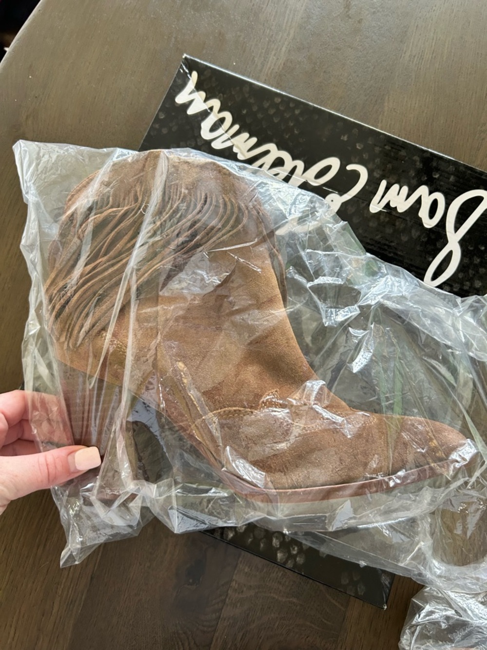 Sam Edelman NWT NIB Benjie brown suede fringe ankle western boots - Picture 5 of 10
